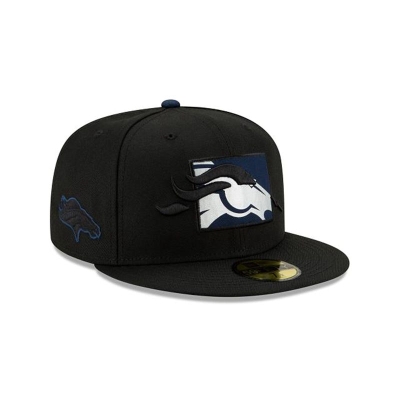 Black Denver Broncos Hat - New Era NFL State Logo Reflect 59FIFTY Fitted Caps USA8351709